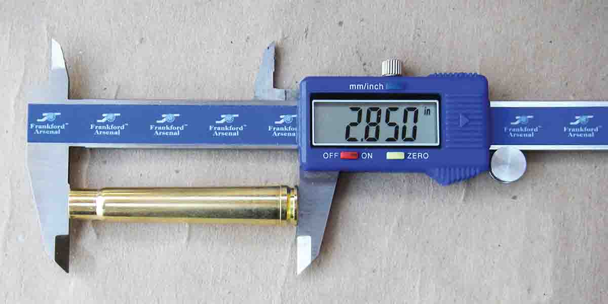Maximum case length is 2.850 inches.